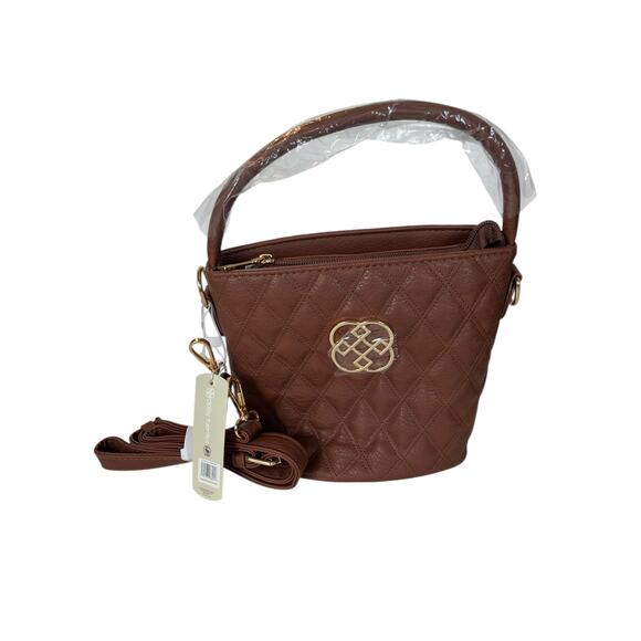 NWT Daisy Fuentes Mini Bucket Bag Purse Brown - Picture 1 of 9